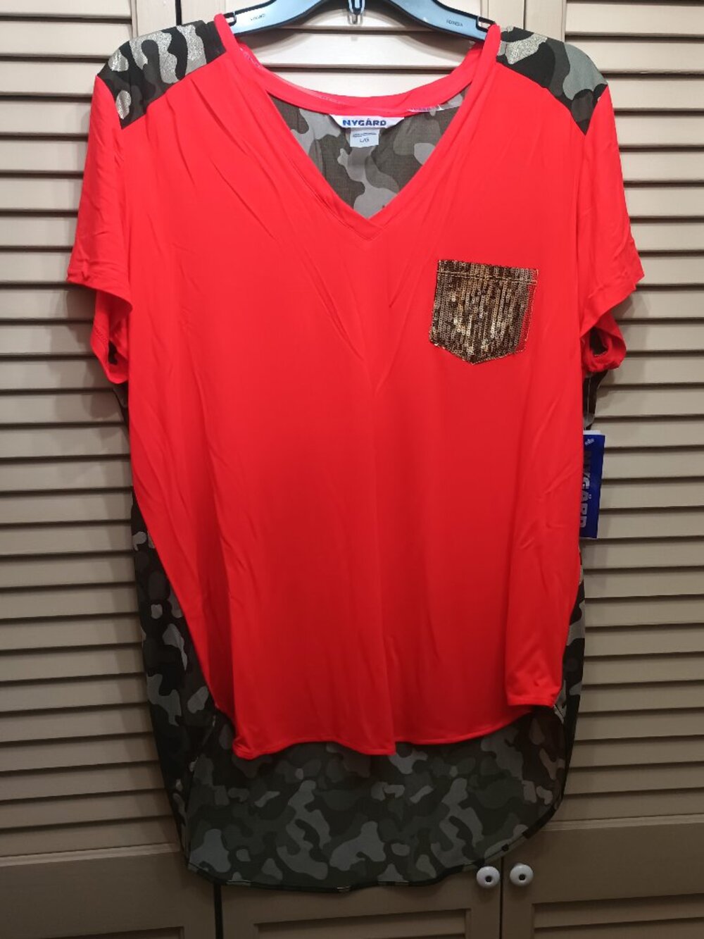 Nygard Orange & Olive Camouflage Short Sleeve T-SHIRT L